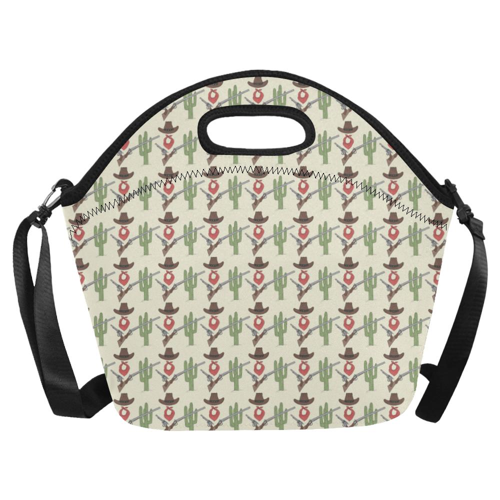 Western Cowboy Print Neoprene Lunch Bag (Model 1669)(Large)-JTAMIGO.COM