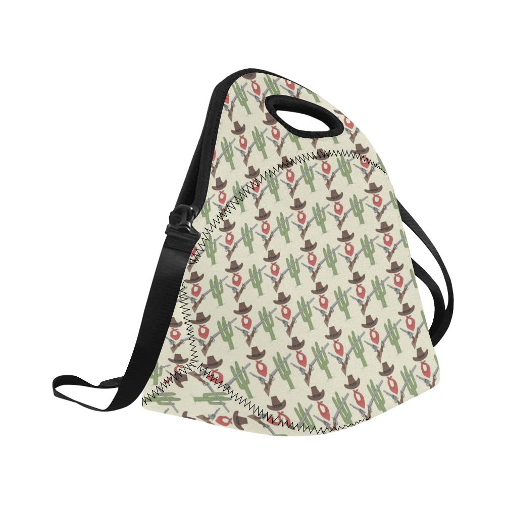 Western Cowboy Print Neoprene Lunch Bag (Model 1669)(Large)-JTAMIGO.COM