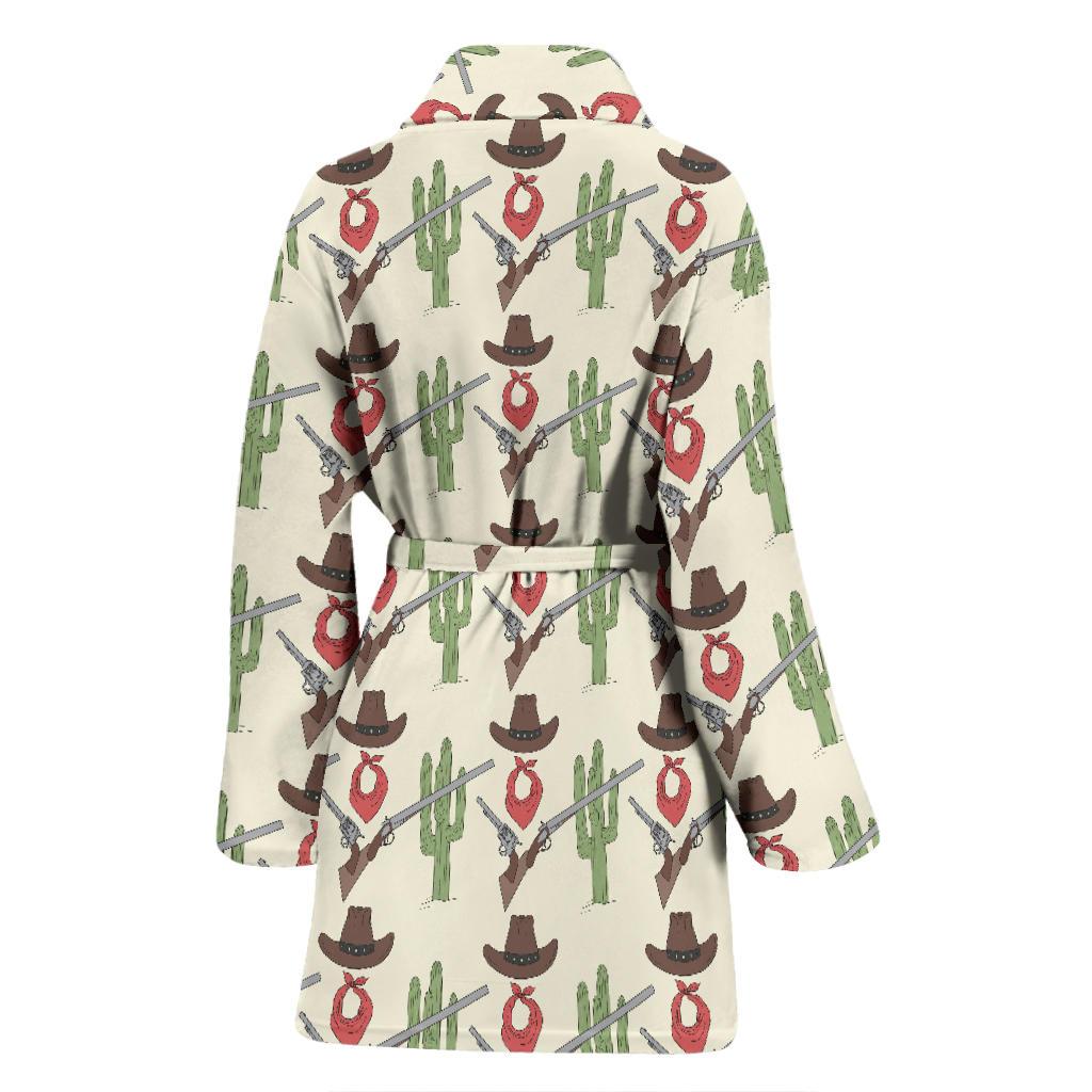 Western Cowboy Print Women Bath Robe-JTAMIGO.COM