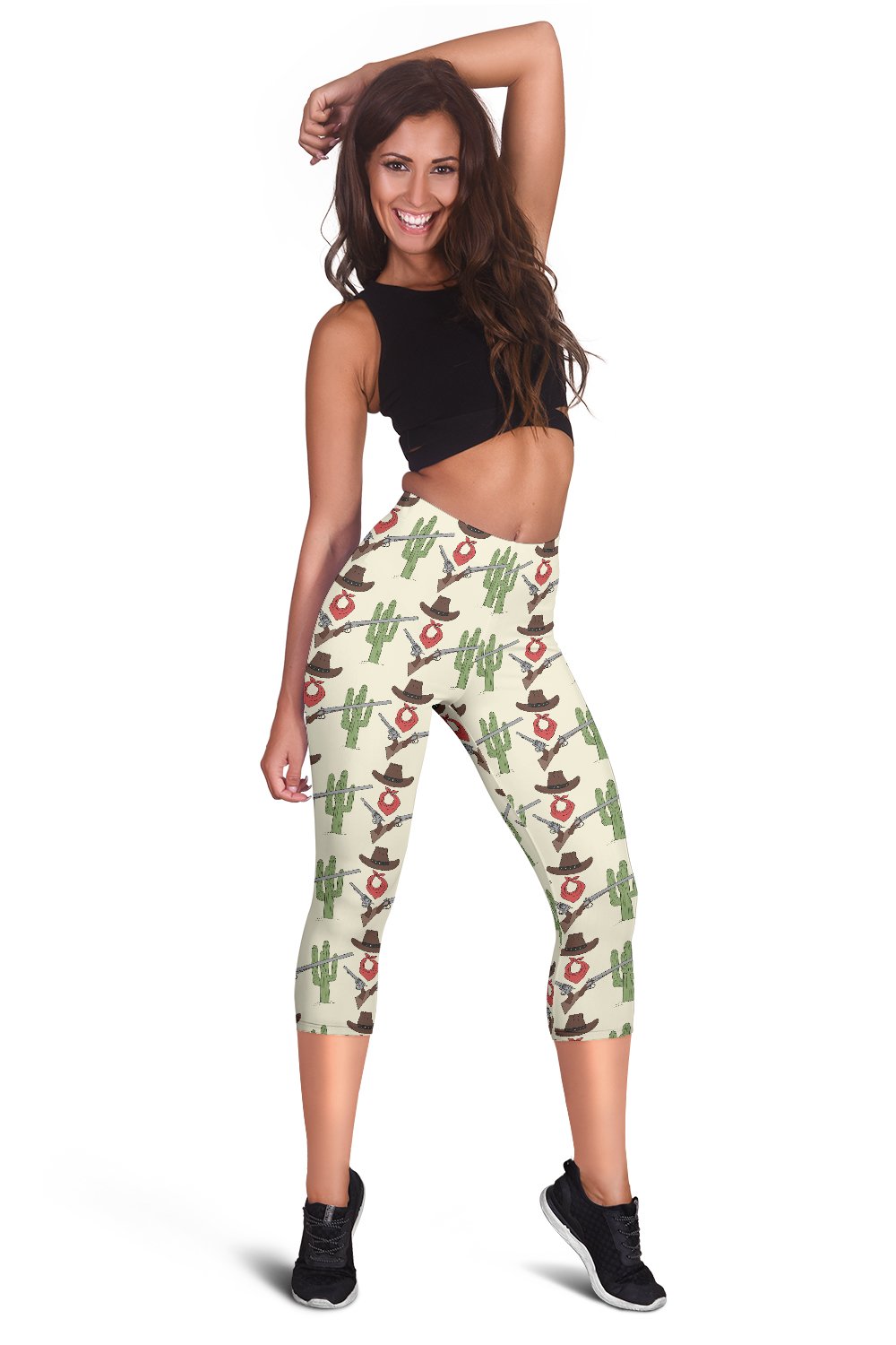 Western Cowboy Print Women Capris