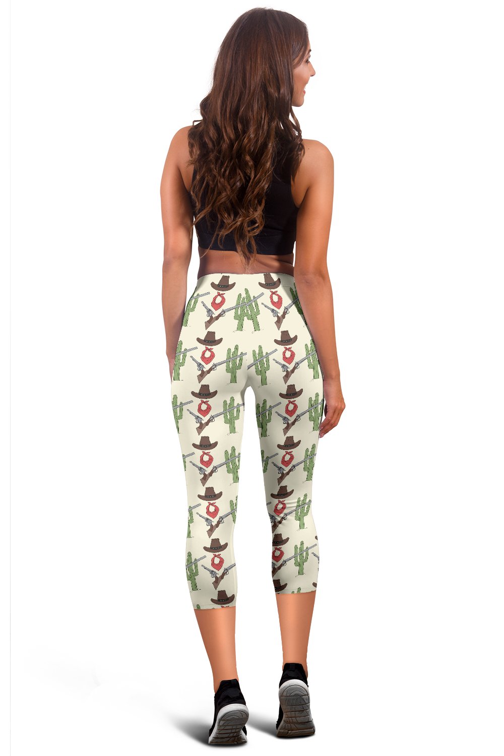 Western Cowboy Print Women Capris