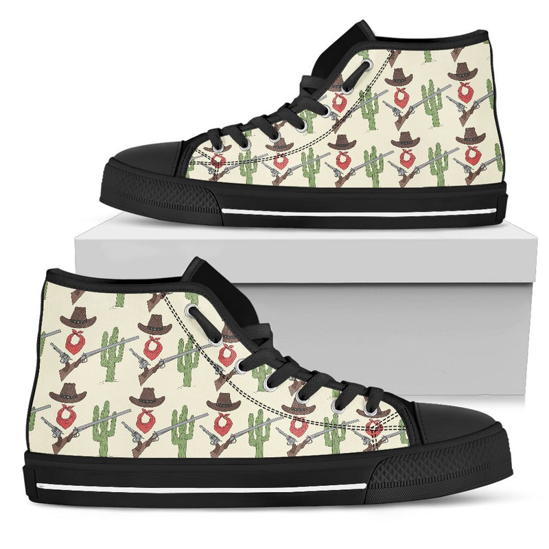 Western Cowboy Print Women High Top Shoes