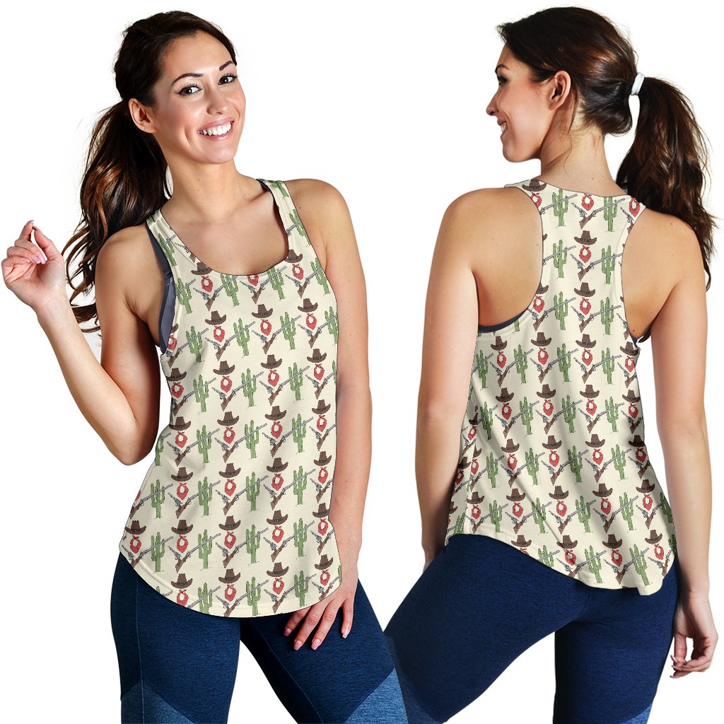 Western Cowboy Print Women Racerback Tank Top