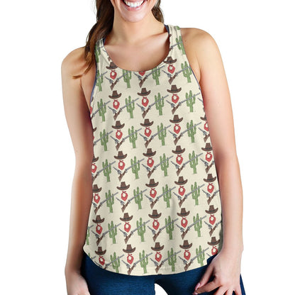 Western Cowboy Print Women Racerback Tank Top