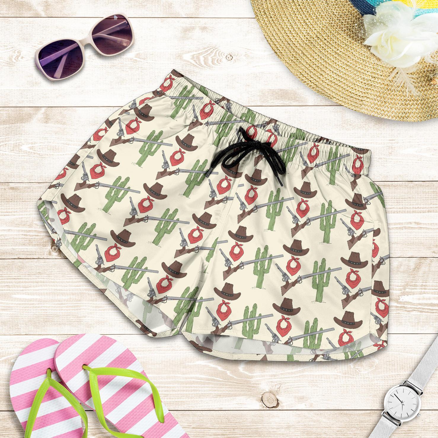 Western Cowboy Print Women Shorts-JTAMIGO.COM