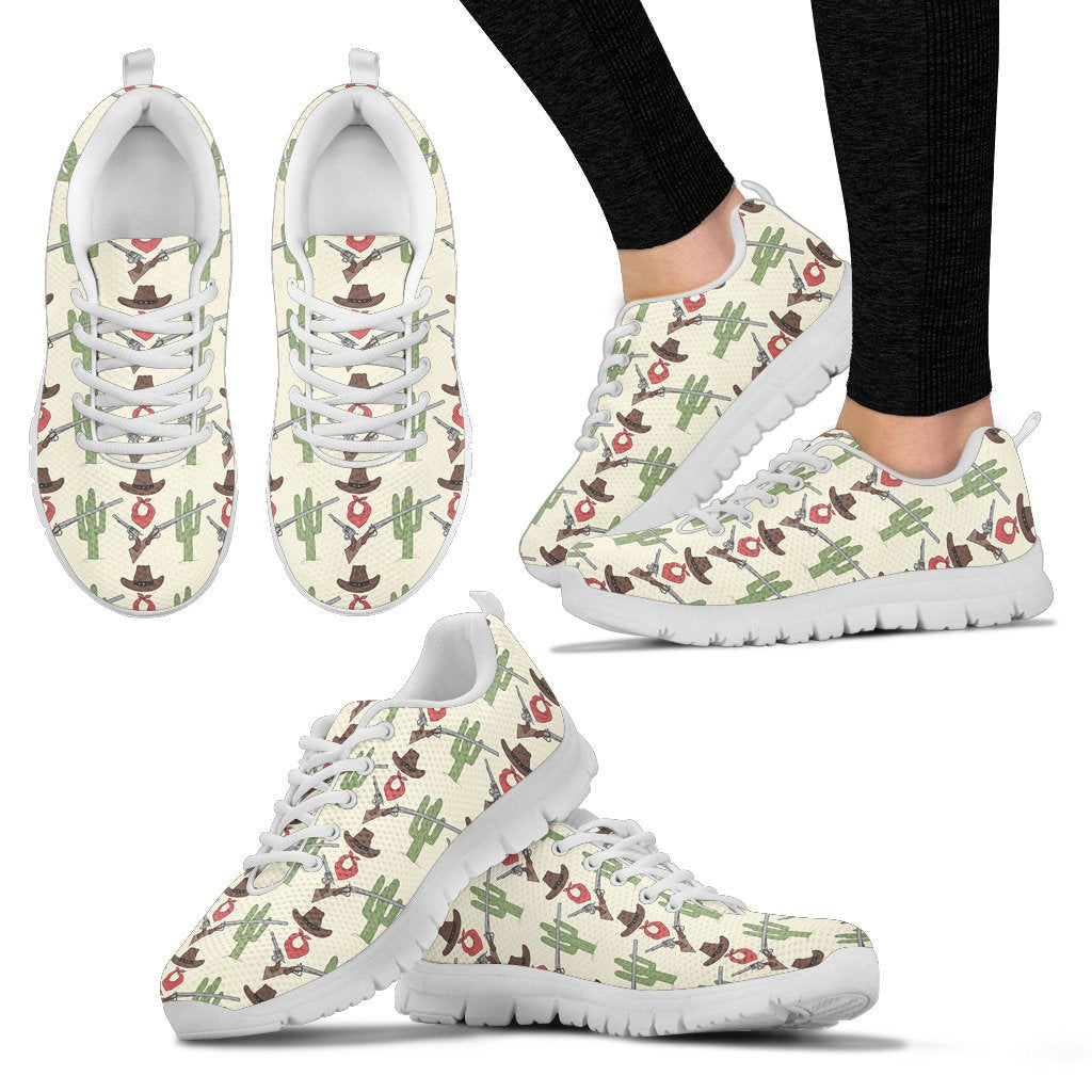 Western Cowboy Print Women Sneakers Shoes
