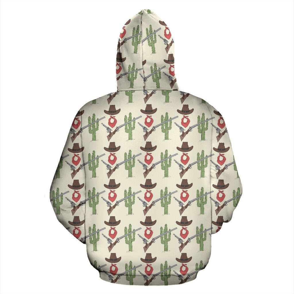 Western Cowboy Print Zip Up Hoodie