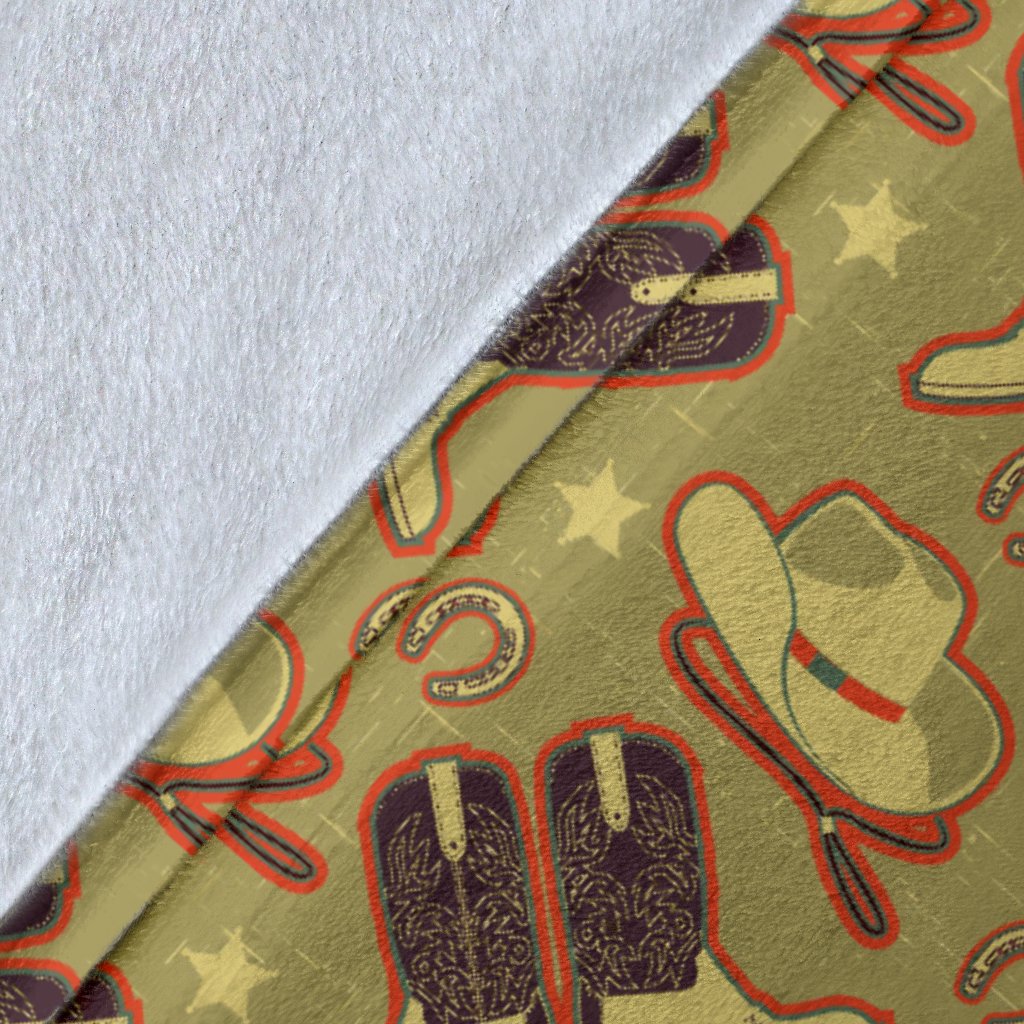 Western Cowboy Themed Fleece Blanket