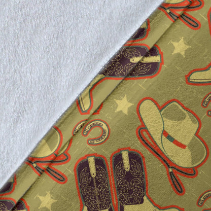 Western Cowboy Themed Fleece Blanket