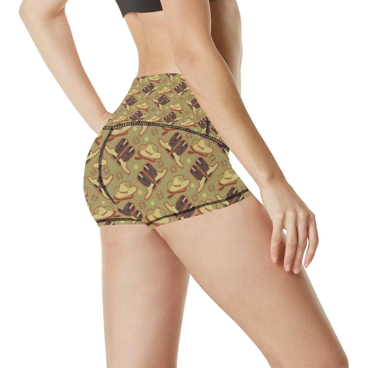 Western Cowboy Themed High Waisted Spandex Shorts-JTAMIGO.COM