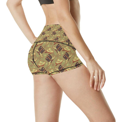 Western Cowboy Themed High Waisted Spandex Shorts-JTAMIGO.COM