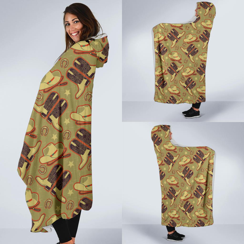 Western Cowboy Themed Hooded Blanket-JTAMIGO.COM