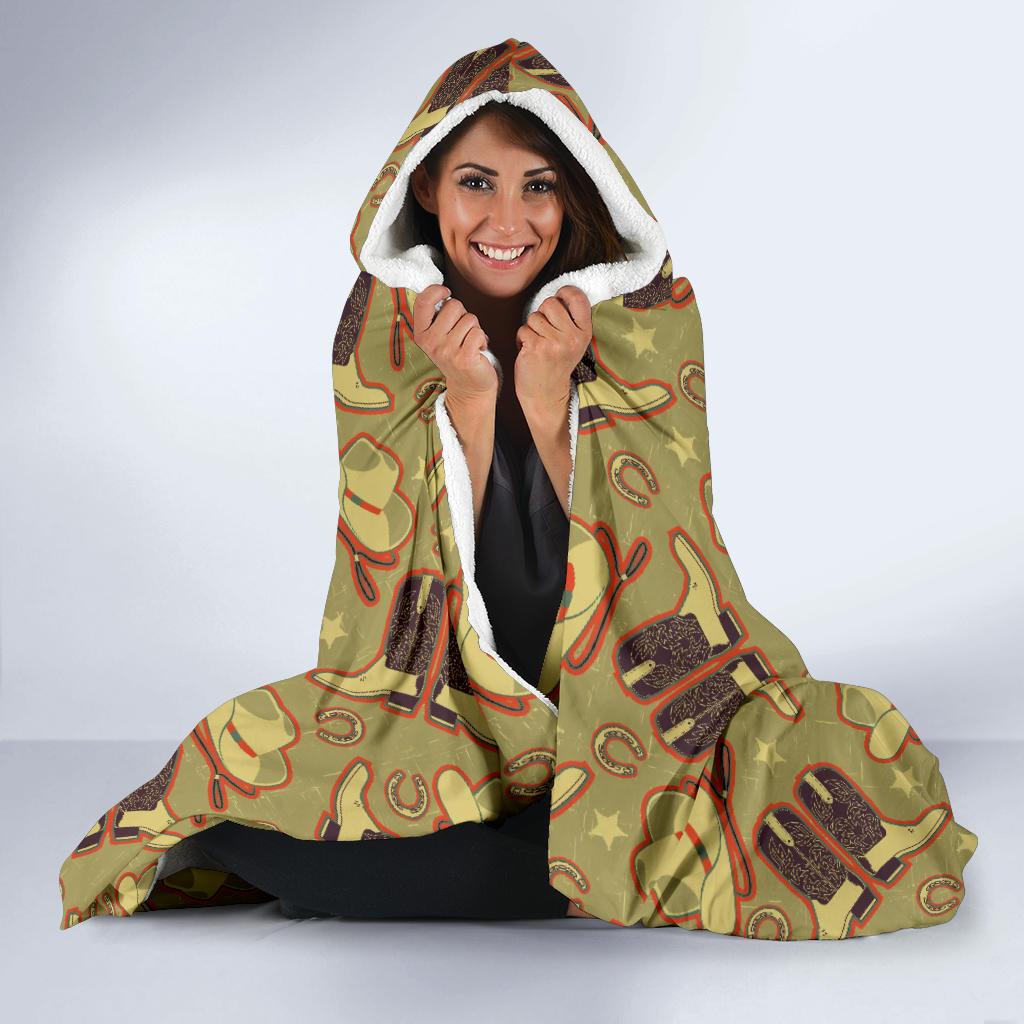 Western Cowboy Themed Hooded Blanket-JTAMIGO.COM