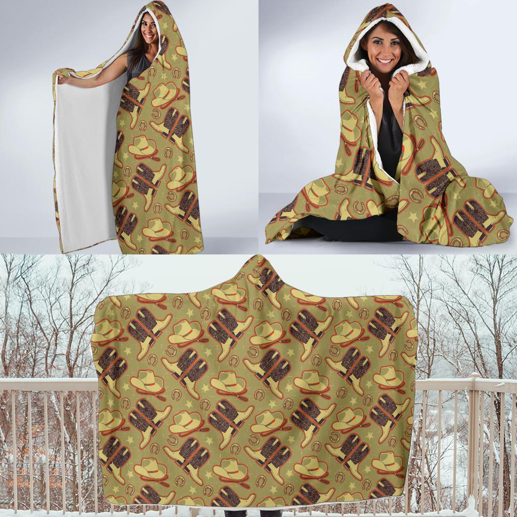 Western Cowboy Themed Hooded Blanket-JTAMIGO.COM