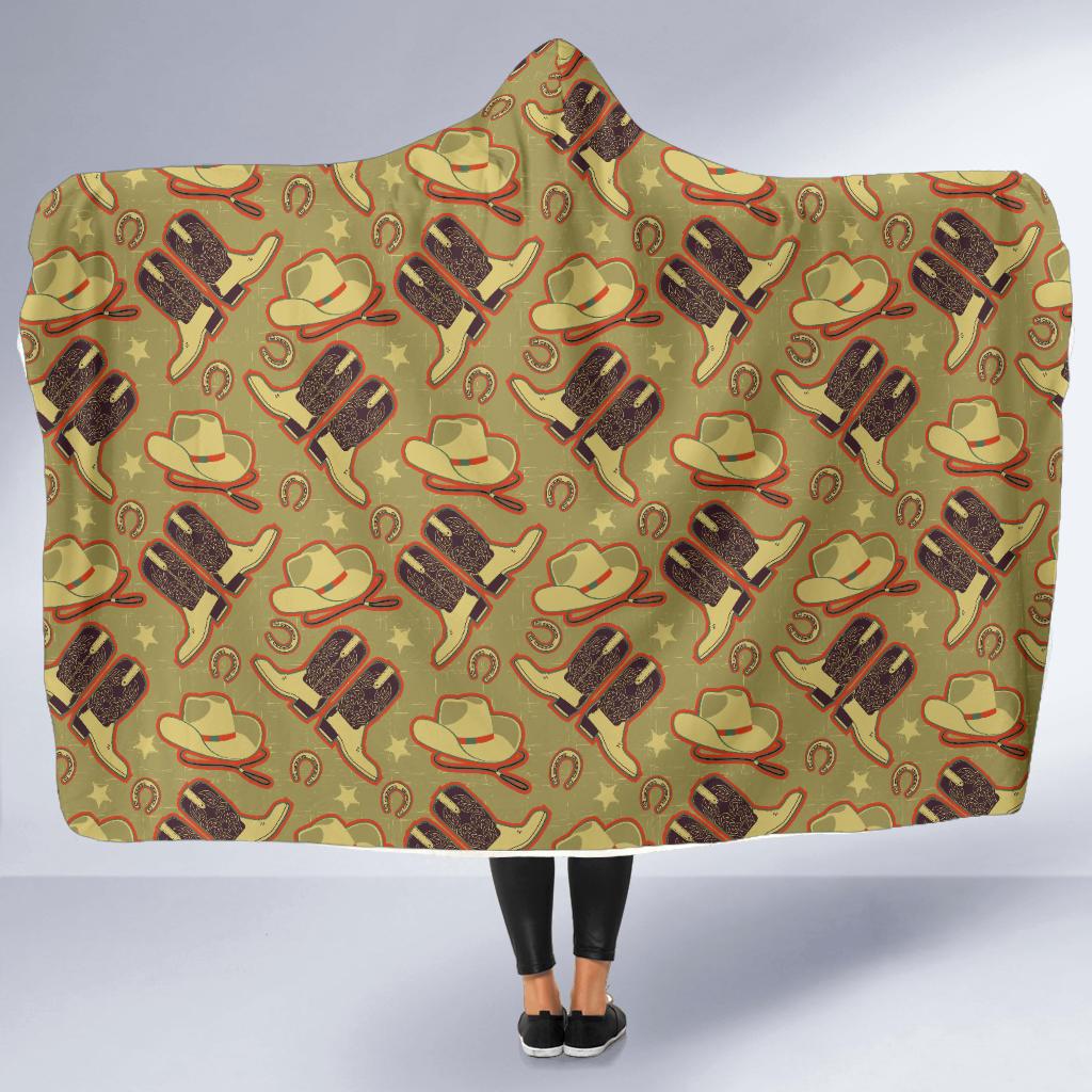 Western Cowboy Themed Hooded Blanket-JTAMIGO.COM