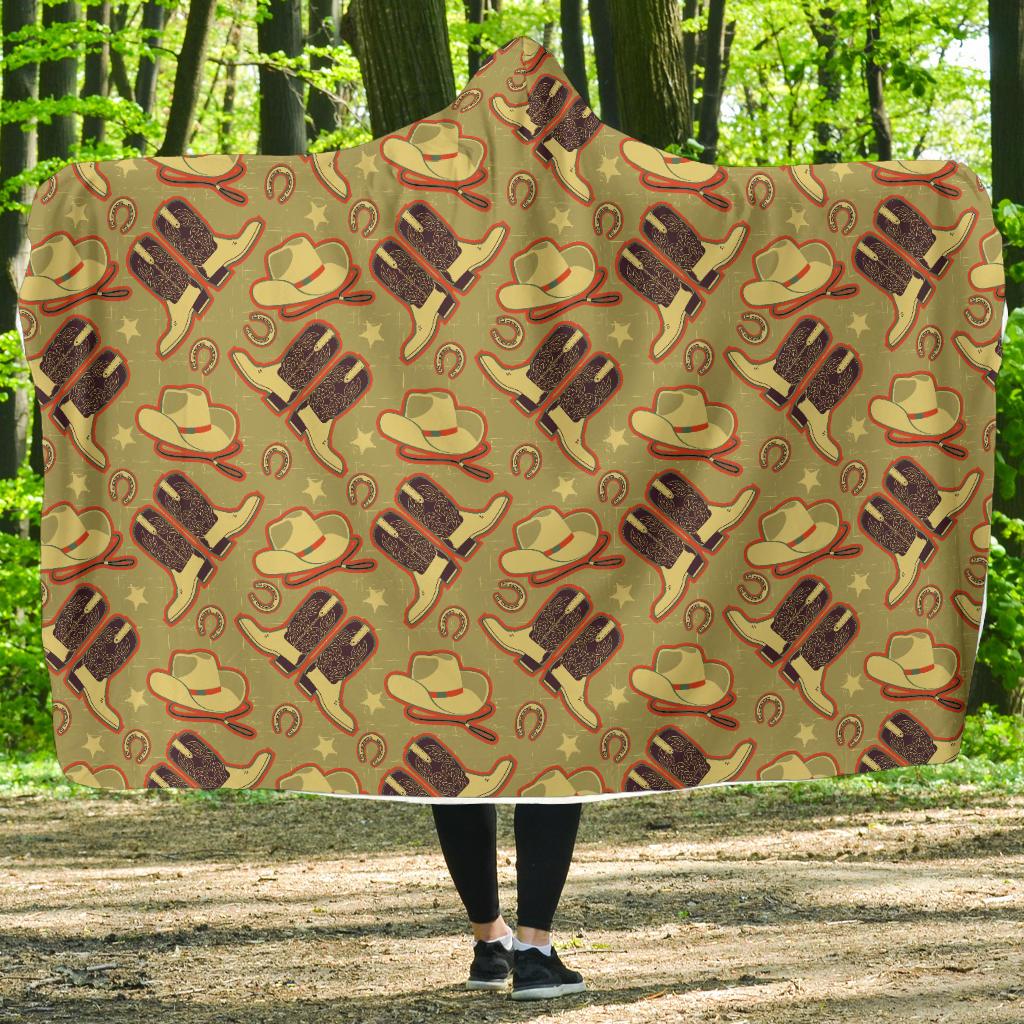 Western Cowboy Themed Hooded Blanket-JTAMIGO.COM
