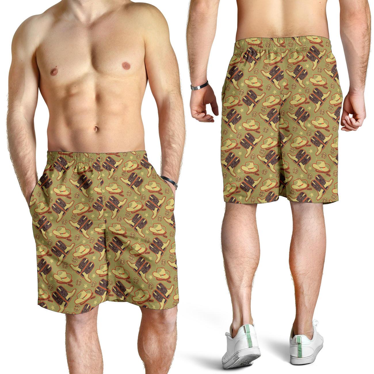 Western Cowboy Themed Mens Shorts-JTAMIGO.COM