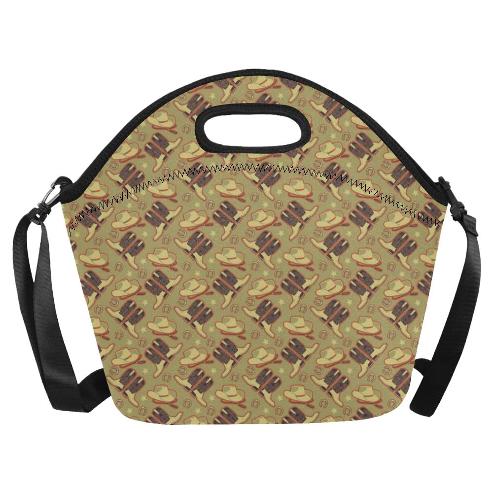Western Cowboy Themed Neoprene Lunch Bag (Model 1669)(Large)-JTAMIGO.COM