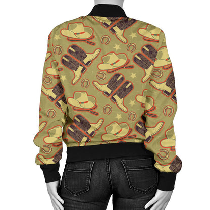 Western Cowboy Themed Women Casual Bomber Jacket