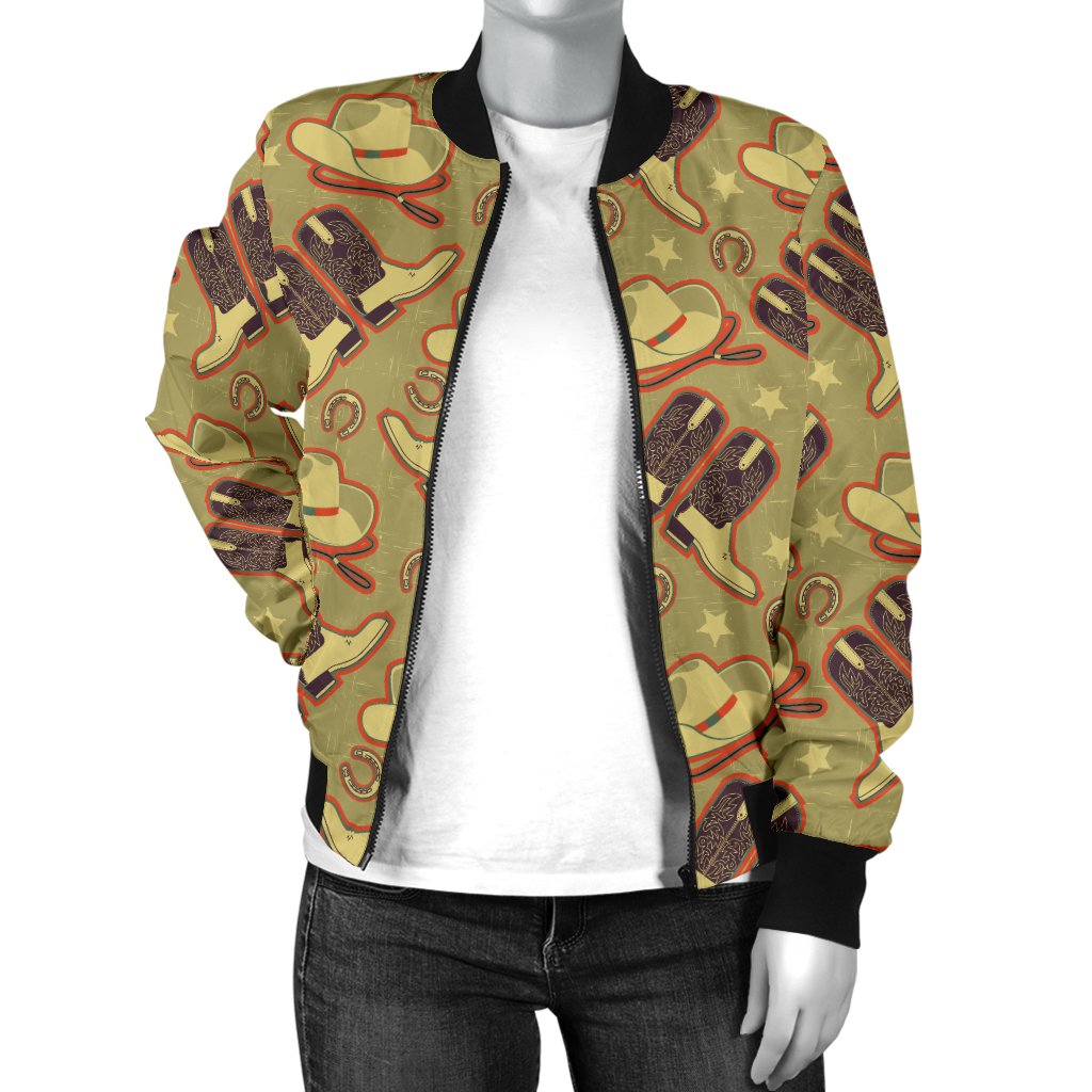 Western Cowboy Themed Women Casual Bomber Jacket