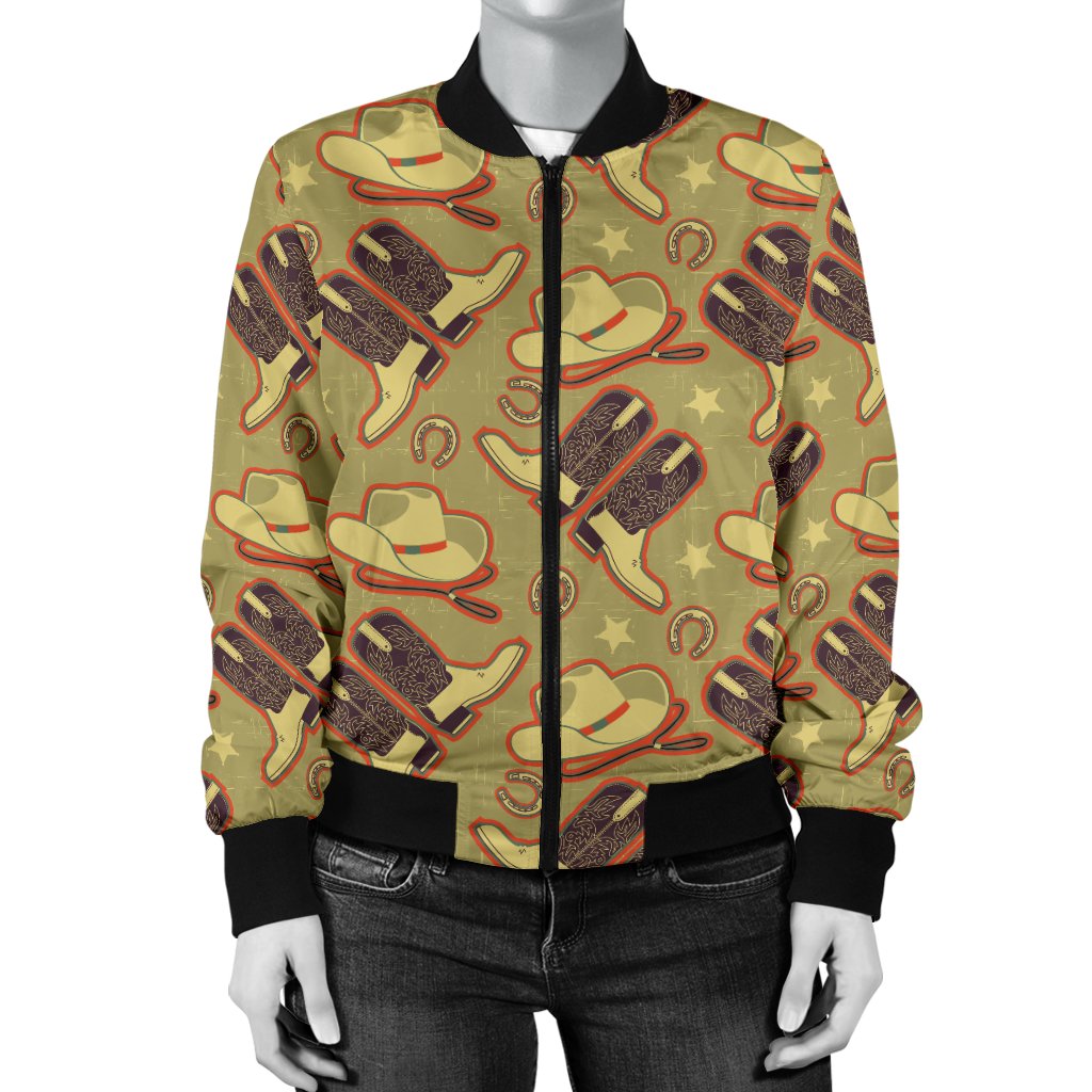 Western Cowboy Themed Women Casual Bomber Jacket