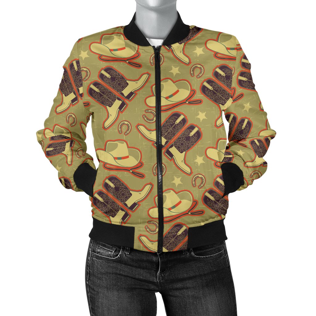 Western Cowboy Themed Women Casual Bomber Jacket
