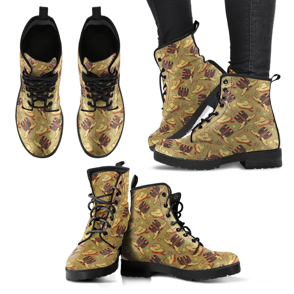 Western Cowboy Themed Women Leather Boots-JTAMIGO.COM