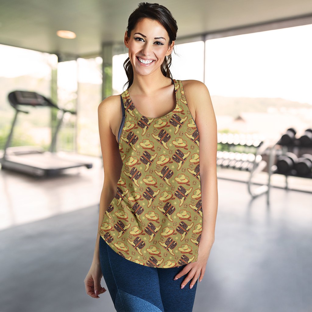 Western Cowboy Themed Women Racerback Tank Top