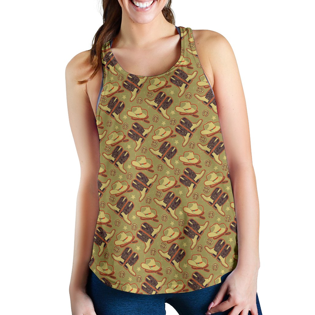 Western Cowboy Themed Women Racerback Tank Top