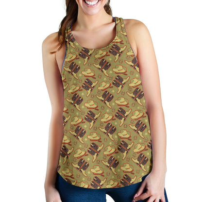 Western Cowboy Themed Women Racerback Tank Top