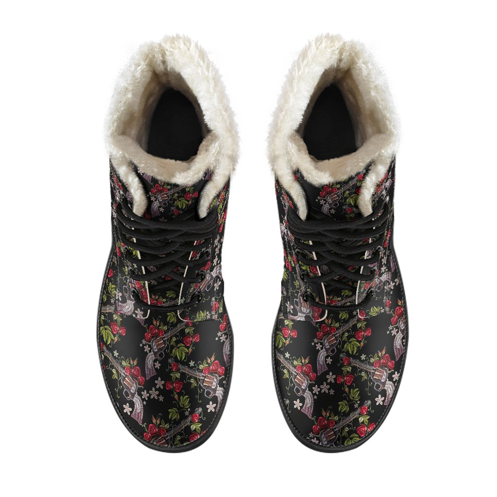 Western Design Faux Fur Leather Boots-JTAMIGO.COM