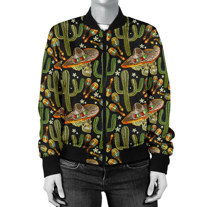 Western Style Print Women Casual Bomber Jacket
