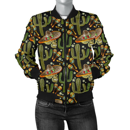 Western Style Print Women Casual Bomber Jacket