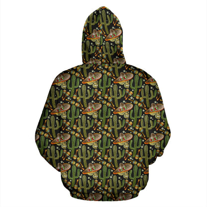 Western Style Print Zip Up Hoodie