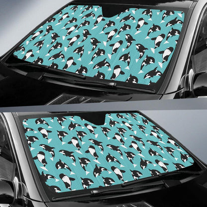 Whale Action Design Themed Print Car Sun Shade For Windshield