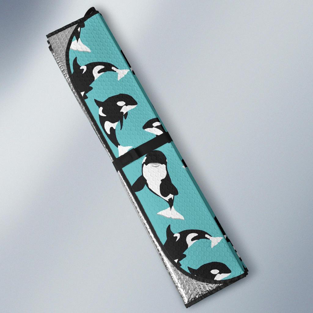 Whale Action Design Themed Print Car Sun Shade For Windshield