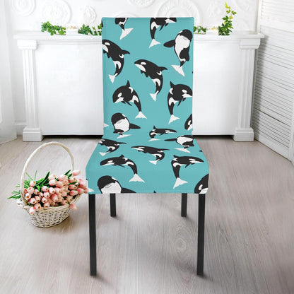 Whale Action Design Themed Print Dining Chair Slipcover-JTAMIGO.COM