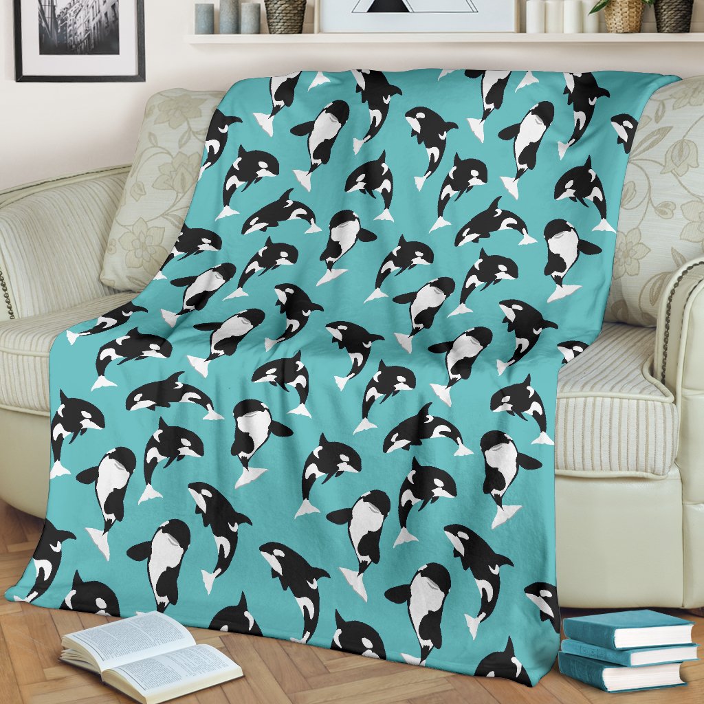 Whale Action Design Themed Print Fleece Blanket