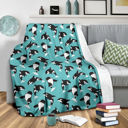 Whale Action Design Themed Print Fleece Blanket
