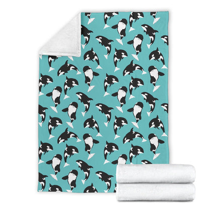 Whale Action Design Themed Print Fleece Blanket