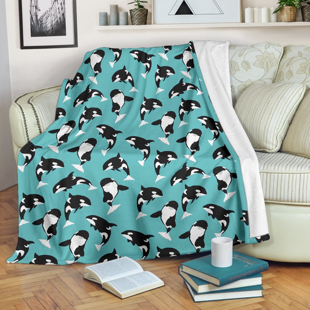 Whale Action Design Themed Print Fleece Blanket