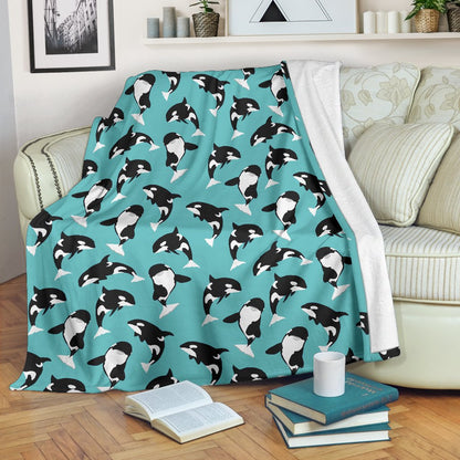 Whale Action Design Themed Print Fleece Blanket