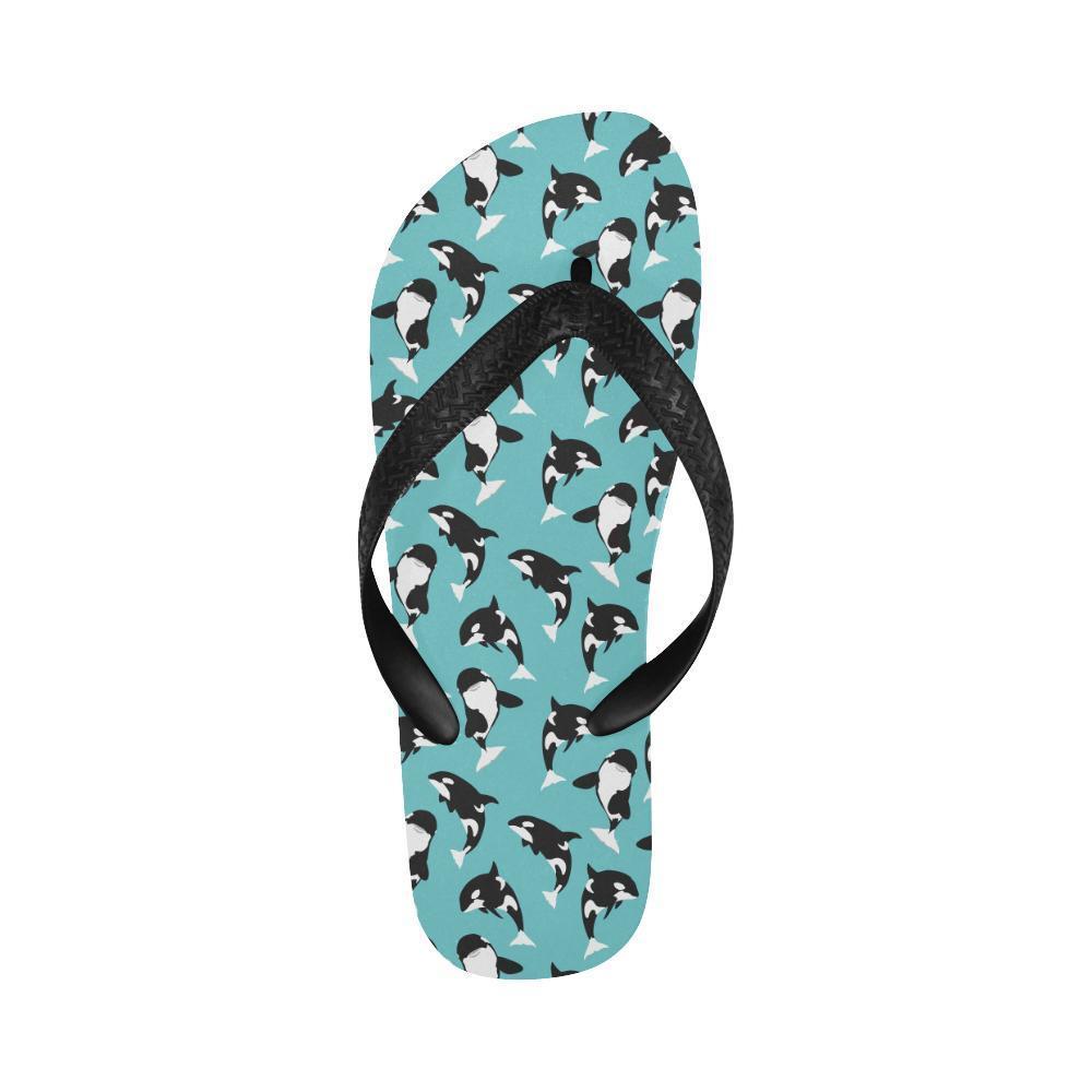 Whale Action Design Themed Print Flip Flops-JTAMIGO.COM