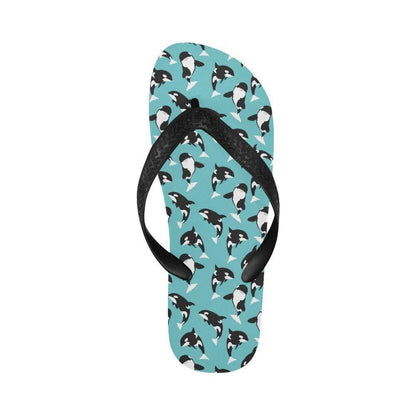 Whale Action Design Themed Print Flip Flops-JTAMIGO.COM