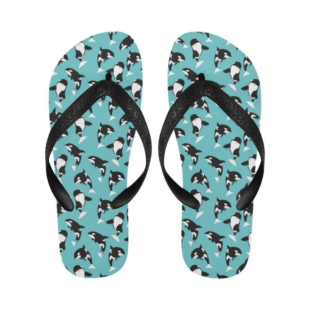 Whale Action Design Themed Print Flip Flops-JTAMIGO.COM