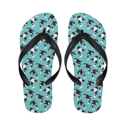 Whale Action Design Themed Print Flip Flops-JTAMIGO.COM