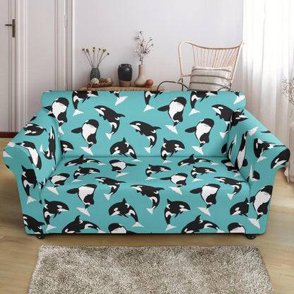 Whale Action Design Themed Print Loveseat Slipcover-JTAMIGO.COM