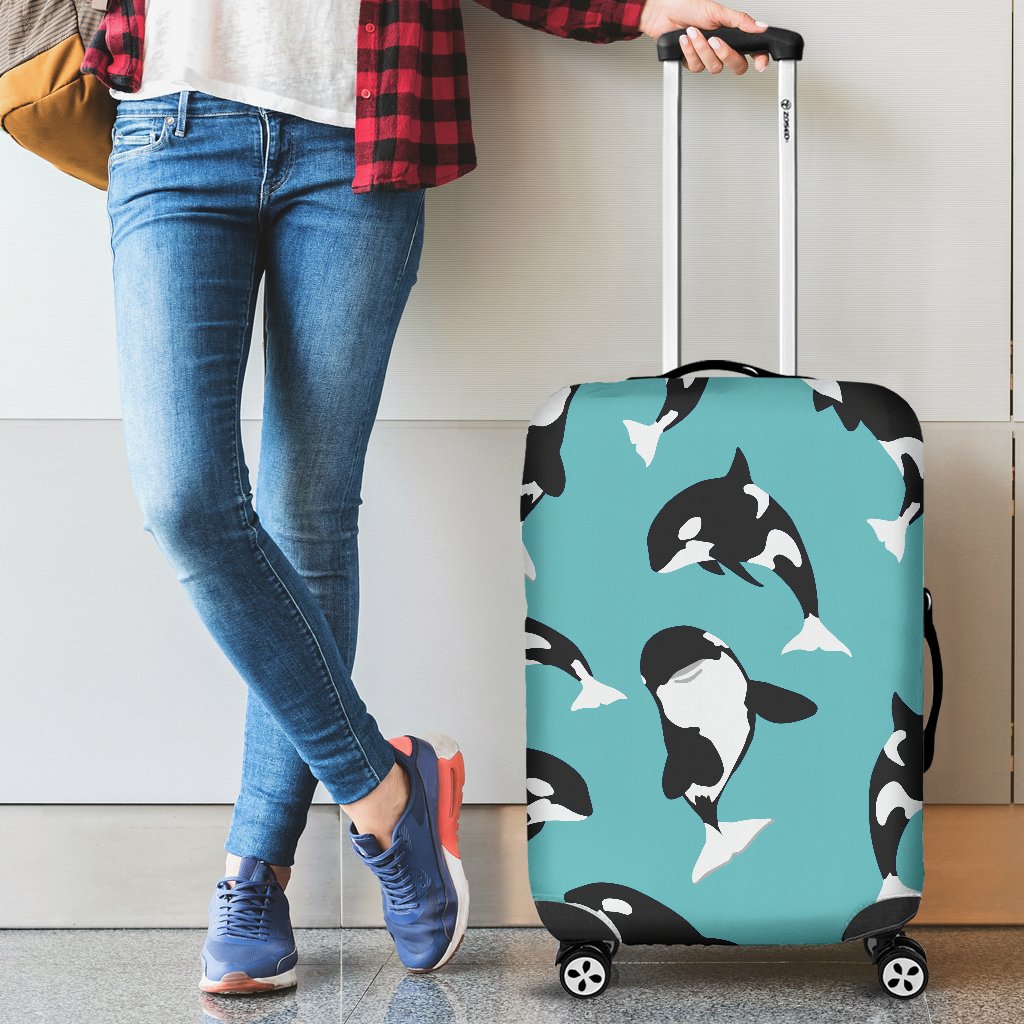 Whale Action Design Themed Print Luggage Cover Protector