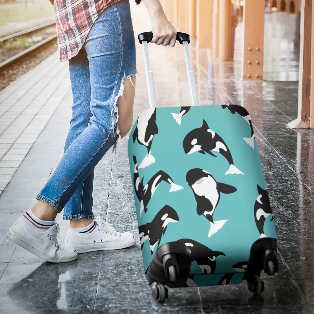 Whale Action Design Themed Print Luggage Cover Protector