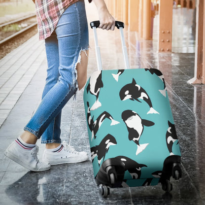 Whale Action Design Themed Print Luggage Cover Protector